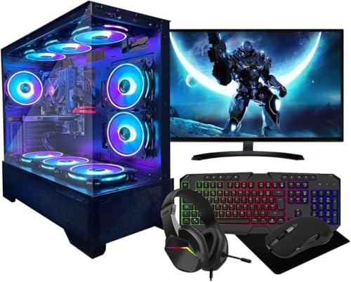 ASC Intel Core i7 Gaming Bundle • GT730 2GB Graphics Card • 16GB RAM • 256GB SSD+1TB HDD • 550W 80+ PSU • Black 9 Fan RGB Gaming Case • WIFI • Windows 11 • 22 Monitor Bundle