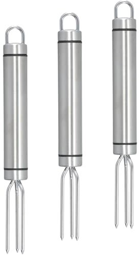 TPZORJX 3pcs Forchetta per mais in acciaio inox, forchetta per patate, argento, 18,3 x 1,9 cm, riutilizzabile