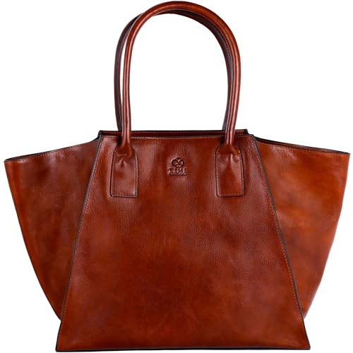 Time Resistance Sac Tote en Cuir – Sac à Main en Cuir Full-Grain pour Femme – Sac à Epaule Italien Fait Main