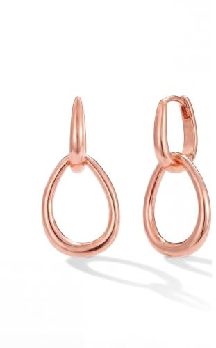 MUMREUES Ohrringe Rosegold Hängend Creolen 14 Karat Vergoldet Ohrringe Damen Stecker Hypoallergen Wasserfest Minimalist Schmuck Geschenke