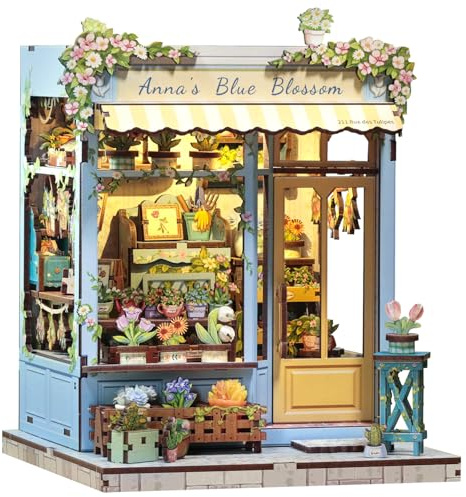 CUTEBEE Book Nook Kit – DIY Puppenhäuser Miniatur Haus Selber Bauen für Erwachsene, 3D Puzzle-Buchstütze | Kreativset zur Bücherregal-Deko | Bausatz Geschenk (Anna's Blue Blossom)