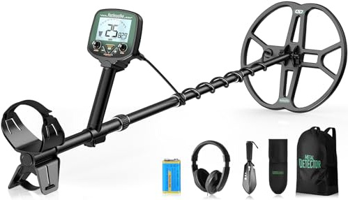 Hazlewolke TX-850 PRO Metal Detector for Adults Professional – High Frequency 19.23kHz Gold Detector with Manual & Auto Ground Balance, 13 Waterproof Double-D Coil, LCD Display, Pinpoint Mode