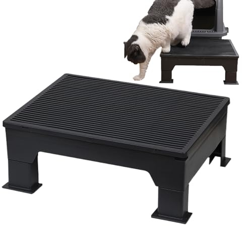 Marche pour Litière - Tabouret à Pédale pour Bac | Rampe Ajustable Anti-Dérapant avec Grille Filtrante pour Multi-Chats Chatons Seniors