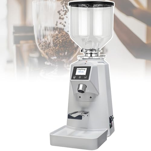 vnmudzeo Moulin à Café Professionnel à Meules Plates 2-3 G/S - Grande Capacité De 1 500 ML, Meule Plate en Acier Inoxydable De 64 Mm, Vitesse Jusqu'à 1 450 TR/Min White