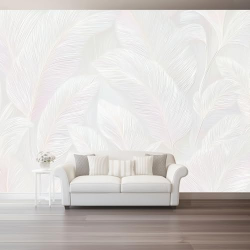 Papel pintado Patrón De Hoja De Palma, 200 x 140 cm Estilo Elegante Pintado A Mano Papel tapiz fotográfico no tejido para sala de estar, decoración de pared para habitación de niños Rosa Claro