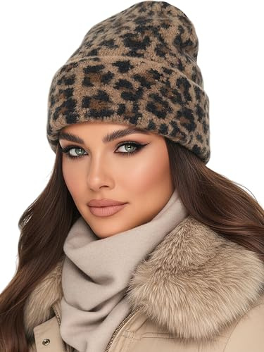 Baesics Beanie Mütze Damen - Leo Strickmütze Winter warm gefüttert One Size | Weich und dehnbar mit Fleecefutter, sitzt bequem in Einheitsgröße. Für Herbst, Winter und als Geschenkidee