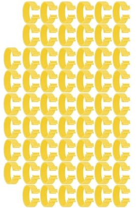 Hühnerringe 60 Stück 6 Farben Hühner-/Entenbeinringe Gänse-Tieridentifikationswerkzeug 16/18/20/25 mm Fuß Blankoetikett Schnallen Band Clip-on Ringe(Yellow,25mm)