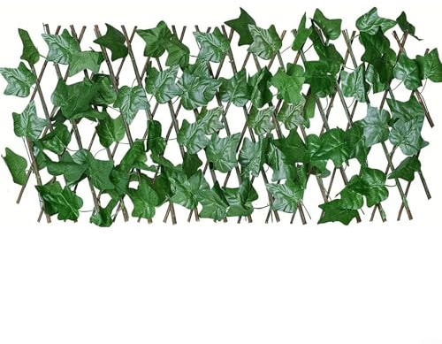 FACAIIO Recinzione espandibile in finta edera per uso esterno e interno, foglie in polietilene resistente all'acqua e alla luce solare, 180 cm di lunghezza x 22,9 cm di altezza, completamente espanso