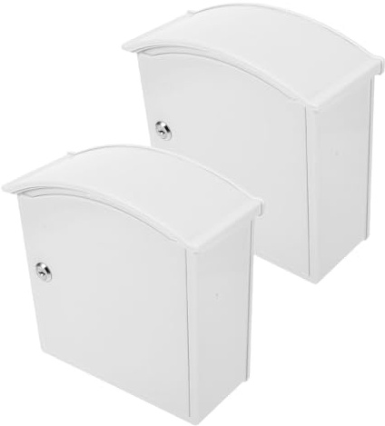 OSALADI Buzón de Entrega para Leche Exterior con Cerradura Diseño Curvo Antilluvia Plástico Resistente 2 Unidades para Montaje en Pared Buzón Seguro para Hogar y Oficina