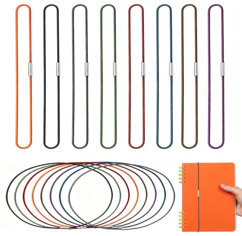8PCS Nylon Journal Elastic Bands with Pen Holder, Multi-Color Stretchy Travelers Notebook Bands, Durable Elastic Closure Loops for Planners, Journals & Book Refills