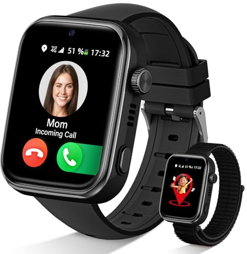 Oliimptek 2026 Nuevo Reloj Inteligente Niño, Smartwatch Niños con Llamadas y GPS, Videollamadas/Chat de Voz/Whatsapp/WiFi/SMS/SOS/Modo Escuela/Dormir/Despertador, Reloj Niño y Niñas Negro 4-14 Año