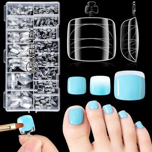 MELLIEX 150 Pièces Popit Ongles Pieds pour Polygel et Acrygel, Réutilisable Capsule Americaine Ongle Pied Kit Transparent Double Formes Moule à Ongles d'Extension Complète, 15 Tailles