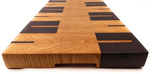 Tagliere fatto a mano in Legno Massello Rovere, Wengè e Frassino, 45,6 x 30 x 4 cm.