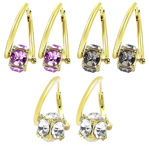 3 Paires Boucle D'oreille Magnétique Pour Maigrir Magnetherapy Boucles D'oreilles En Germanium Convient Aux Femmes Et Aux Filles Matériaux De Qualité Le Pour Les Fêtes(Blanc Gris Violet)