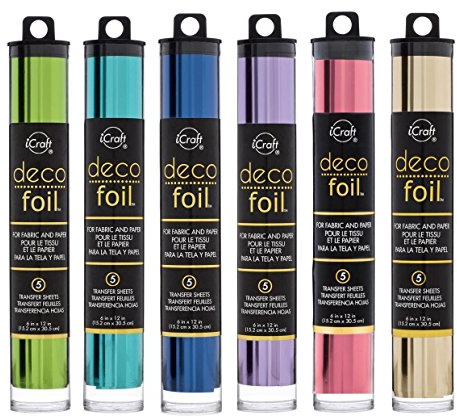 Therm O Web Deco folie – överföringsark – champagne vårgrön aqua djupblå lila och rosa melon – paket med 6 paket