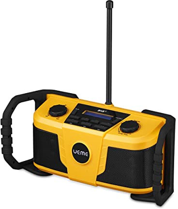Baustellenradio DAB+ DAB FM Radio, Digitalradio mit Bluetooth und Wecker und Dimmer, Robustes DAB Plus Radios (Gelb-Schwarz)