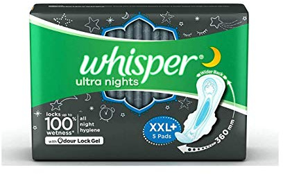 Whisper Ultra Nights Damenbinden mit Flügeln, 5 Stück (XXL Plus)