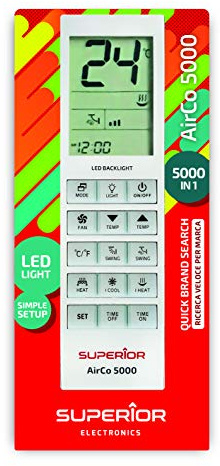 Superior Electronics SUPCU005 Airco 5000 - Mando a Distancia Universal para climatizadores, 5000 códigos