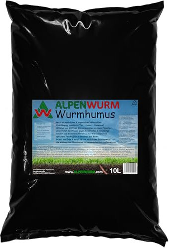 Alpenwurm humus di vermi 10 l | Compost puro | Fertilizzante organico | Fertilizzante biologico