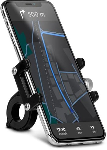 ONEFLOW Handyhalterung Fahrrad für alle Smartphones - Ultraleichte Smartphone Halterung für Lenker Kompakt, stabil & unauffällig - Schwarz