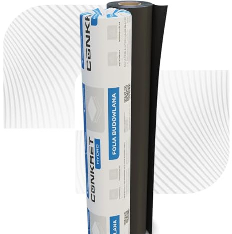 CONKRET HydroB Baufolie 0,5mm Schwarz - Profi Estrichfolie Feuchtigkeitssperre PE-Folie Unterlagfolie - Hochbelastbar & Frostbeständig bis -25°C (5m x 20m = 100m²)