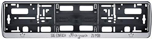 Auto Kennzeichenhalter in der Farbe Silber/Schwarz Nummernschildhalterung Auto, Nummernschildhalter lustige Sprüche Zitate Prinzessin 2 Stück