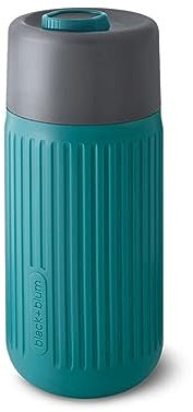 BLACK + BLUM Glas Kaffeebecher to go 340 ml | Ozean | leichtes Borosilikatglas für unverfälschten Geschmack | isolierende Silikonhülle | 100% auslaufsichere Glas Trinkflasche | BPA-frei