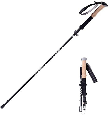 Yusheng Bastones de trekking – Bastones de senderismo plegables, con cierre rápido, bastón de trekking, para senderismo, camping, antideslizante, 1 unidad