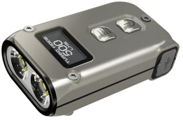 Nitecore TINI 2 Titanium, small flashlight, USB-C rechargeable LED flashlights, 500 lumens in 5 levels, up to 600 h run time, Grey