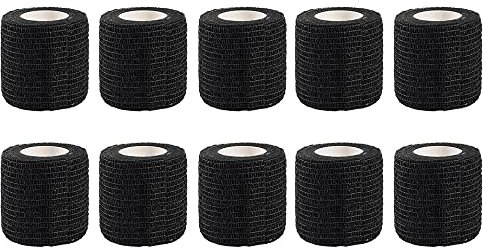 LTLCLZ 10Rollen Sport Selbstklebende Elastische Bandage Wrap Atmungsaktives Kohäsives Band Elastoplast Für Verletzungen Finger Handgelenk Knöchel Erste Hilfe,Schwarz,15CM