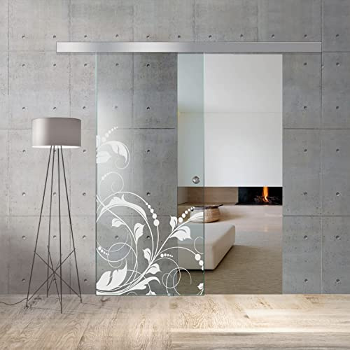 BOSS Porta Scorrevole in vetro modello LA VIE 95x215 cm (60/85/95 cm) 8 mm, vetro Trasparente, Nano rivestito bianco, kit hardware complete (95x215 cm, SINISTRA)