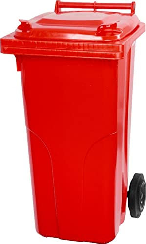 PROREGAL 2-Rad-Mülltonne MGB | HDPE-Kunststoff | HxBxT 94,5x48x54cm | Fassungsvermögen 120 Liter | Rot | Mülltonne, Müllgroßbehälter, Mülleimer, Abfalltonne, Müllbehälter, Universaltonne