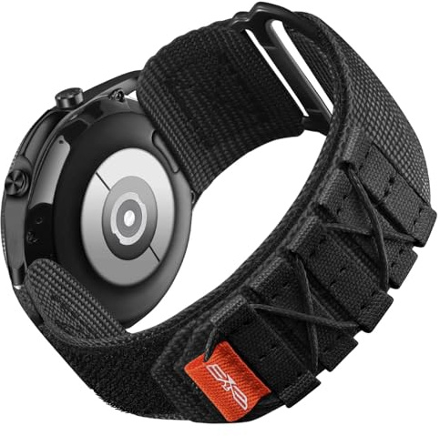 Bandletic 22mm Watch Strap Compatible With Samsung Galaxy Watch 3 45mm/46mm, Gear S3 Frontier/Classic, Huawei GT4/GT3/GT2 - Rugged Nylon Sport Strap for Men Women, L/Black