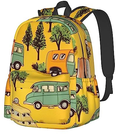 VACSAX Auto und Fahrrad Druck Rucksack Laptop Rucksack für Männer Frauen Sport Rucksack Casual Daypack, Schwarz , One size