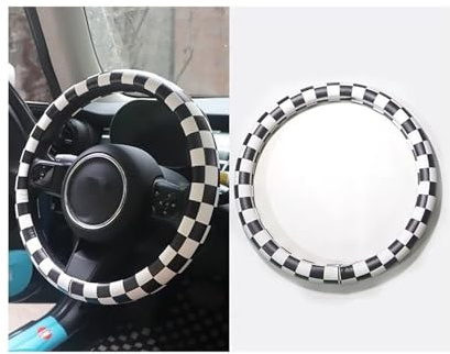 Lenkradhüllen Für Mini Für Cooper F56 F55 F54 F57 F60 R55 R56 R57 R58 R59 R60 38CM Leder Auto Lenkrad Abdeckung Auto Zubehör Lenkradbezug Auto (Farbe : Checker)