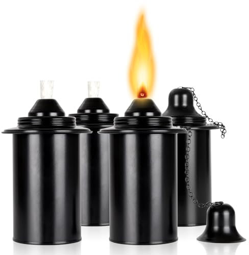 Lunluarai Botes de repuesto para antorcha, linternas de bambú recargables, recipiente decorativo de repuesto para patio, terraza, jardín, fiesta, tapa de tierra (12 onzas, 4 unidades)