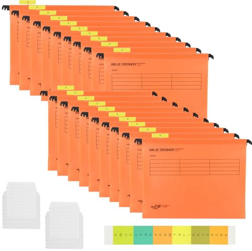ZOFUN A4 Hängemappen A4 Hängeregister mappen, 20 Stück Aktenschrank mit Registern, Hängeregistraturen mit Tabs und Einsätzen für Büro, Schule, Schreibtisch, Aktenaufbewahrung, Organisation (Orange)