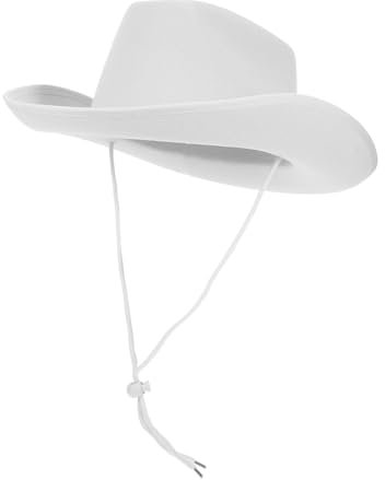 MUSISALY Weißer Cowboyhut Aus Filz Verstellbarer Hut Für Frauen Cowgirlhut Für Party Hut Mit Verstellbarem Nackenband Unisex-accessoire Für Jeden Anlass