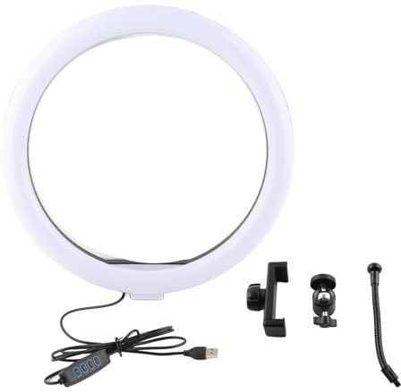 Fyearfly Anello luminoso da 13'' per bellezza, Supporto per telefono con luce ad anello per selfie per laptop, Luce ad anello per telefono a LED da scrivania, per streaming, trucco, selfie, fotografia