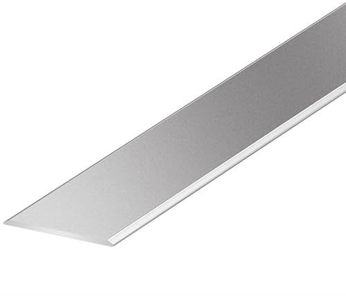 Raouoae Übergangsprofil Übergangsleiste 135cm*2 Flach Trennstreifen Eloxiert Aluminiumlegierung Für Fußböden, Übergang Leiste Bodenleiste(Silber,W:60 mm)