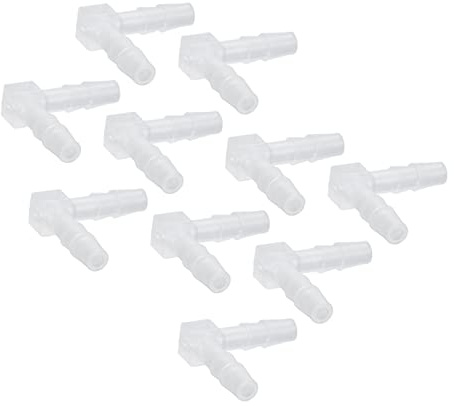 Akozon 10 St L-form 90 Graders Armbågsslang Hulling, Plast med Lika Hullingar för Akvarium, Hullingförsedda Slangkopplingar (4 mm)