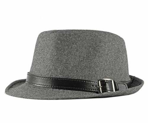 FULUJIDI Fedora Trilby Filzhut Hut Herren Jazz Hut Retro Zylinder Damen Einfache Leichte Platte Vielseitige Herren Mütze Grau