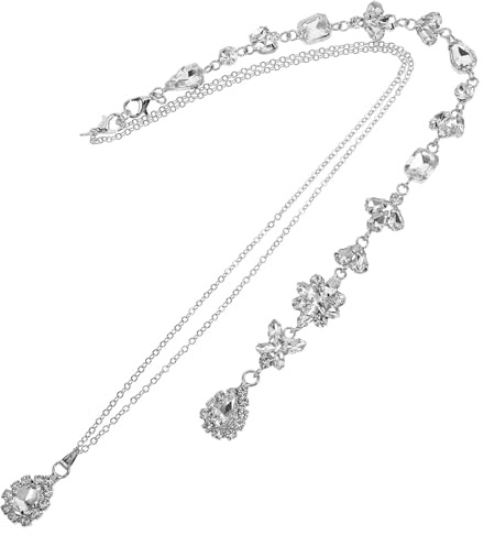 GALPADA Damen-halskette Mit Rückenkette Und Kristallen Für Hochzeit Und Party Silber