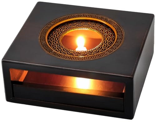 Scalda Teiera in Bambù,Scalda Teiera con Porta Candela,Scalda Tè e Caffè per Isolamento e Riscaldamento,Alta Qualità,Scuro, Quadrato