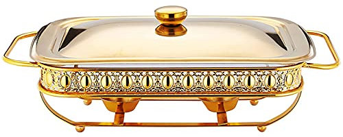 XMWOEIX Chafing Dish, Chafing Dish Rettangolare in Acciaio Inox, padelle di Dimensioni Standard, Set di Chafing Dish per scaldavivande a Buffet, per Buffet, Catering, Cucina, Festa, Oro