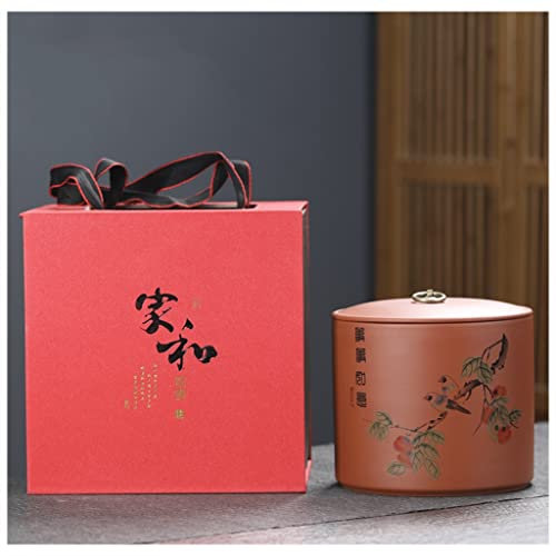 AKNGFO Tarros de té de cerámica Vintage Chinos con Tapa, Caja de té Grande para el hogar sellada Resistente a la Humedad, Caja de Regalo para té, café, Hierbas, azúcar, Especias, Granos, S