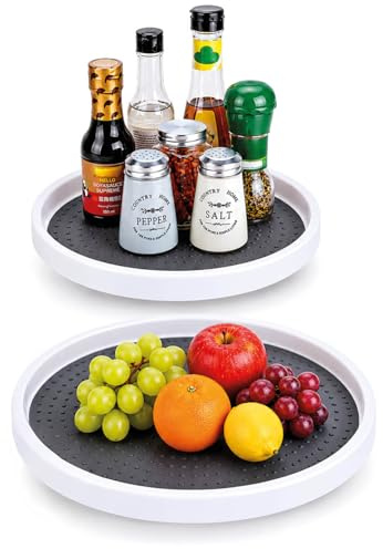 COM-FOUR® 2x Refrigerator Organizer - Roterande tallrik för kök, kylskåp, kryddor, kosmetika och förvaringsbehållare - 2 storlekar