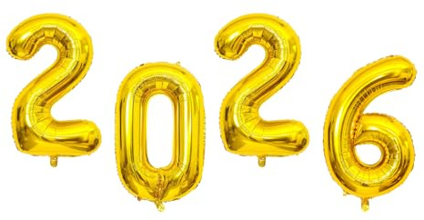 2026 Happy New Year Folienballon, Frohes Party Tischdeko, Für Neujahr Happy New Year Deko, Silvester Party Deko Neujahr Zahlen Ballons, Silvester Deko 2026, Silvesterparty Folienballons (A-Gold)