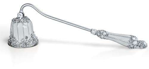 BGCTM Elegant Royal-Style Candle Snuffer with Pearl Inlay, Metal Handle for Safe and Stylish Candle Extinguishing (Elegant Silver)