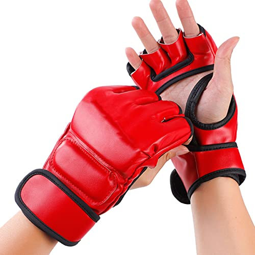 Kickbox-Handschuhe, MMA-Handschuhe für Damen und Herren, Boxhandschuhe, Kampfhandschuhe – Halbfinger, Offene Handfläche für Muay Thai, Sparring, Boxsack